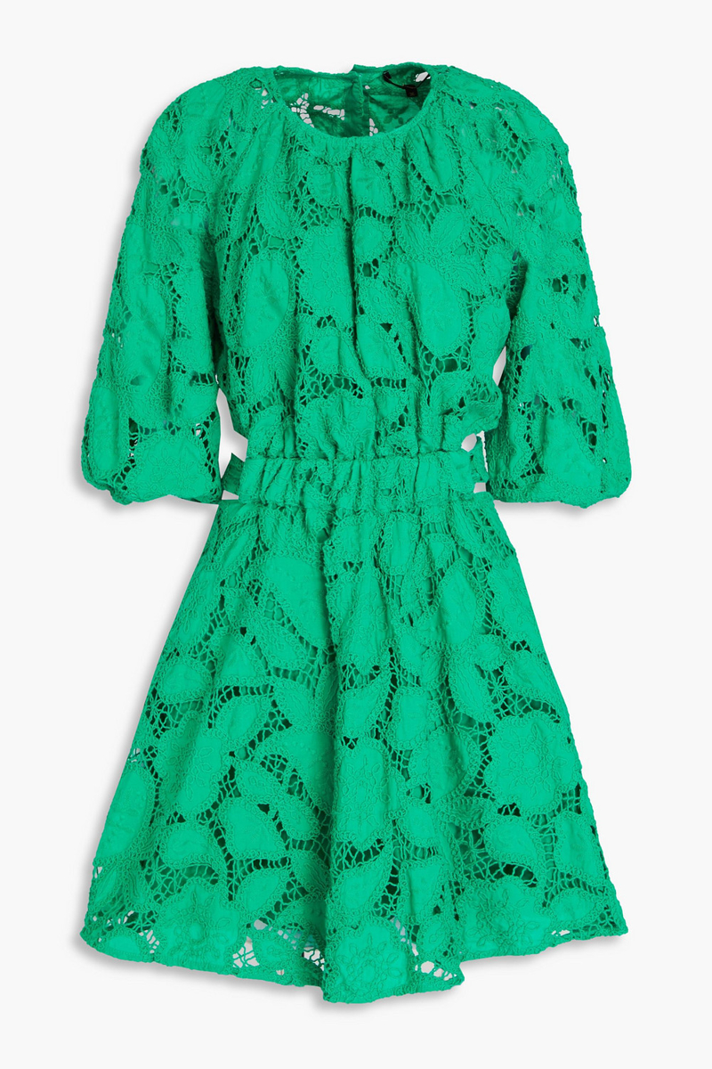 Maje - Cutout broderie anglaise cotton mini dress - Green - FR 42