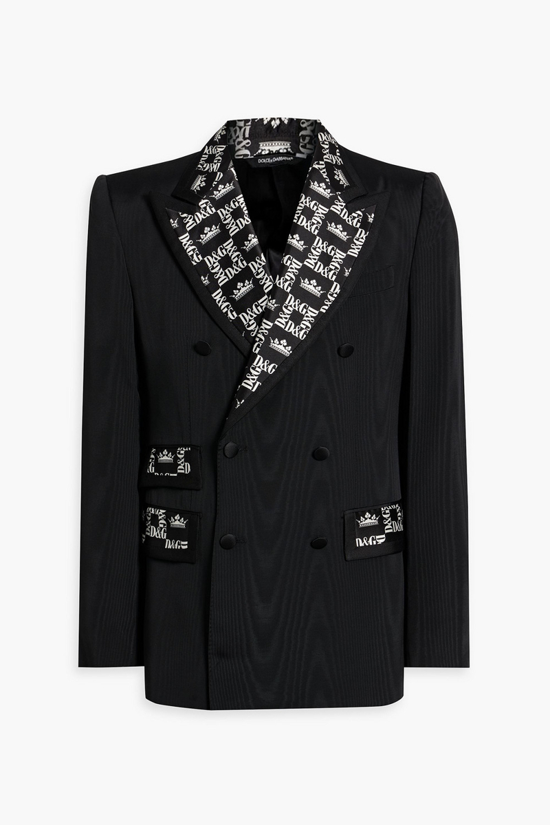 Dolce&Gabbana - Double-breasted printed moire blazer - Black - IT 44