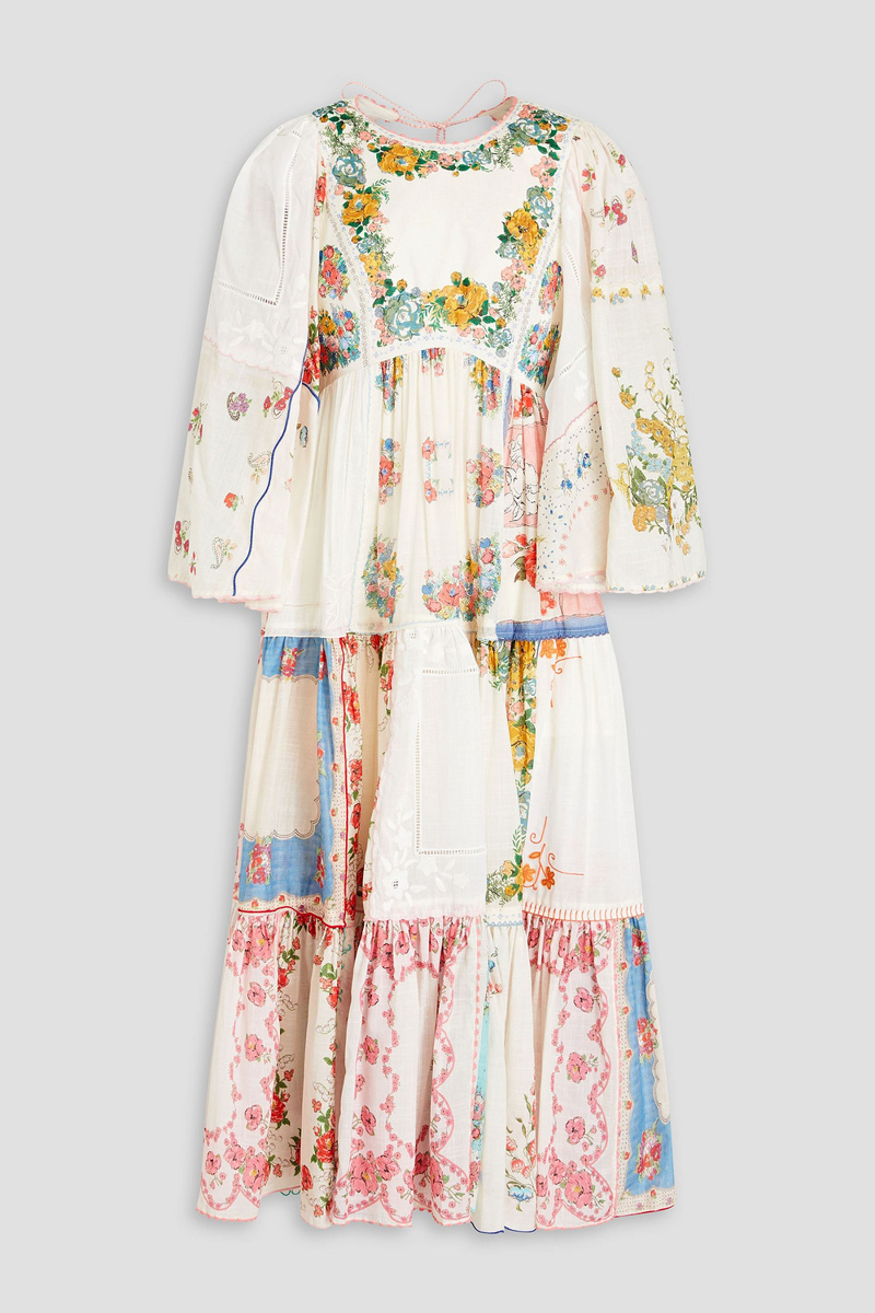 Zimmermann - Tiered floral-print cotton midi dress - White - 0