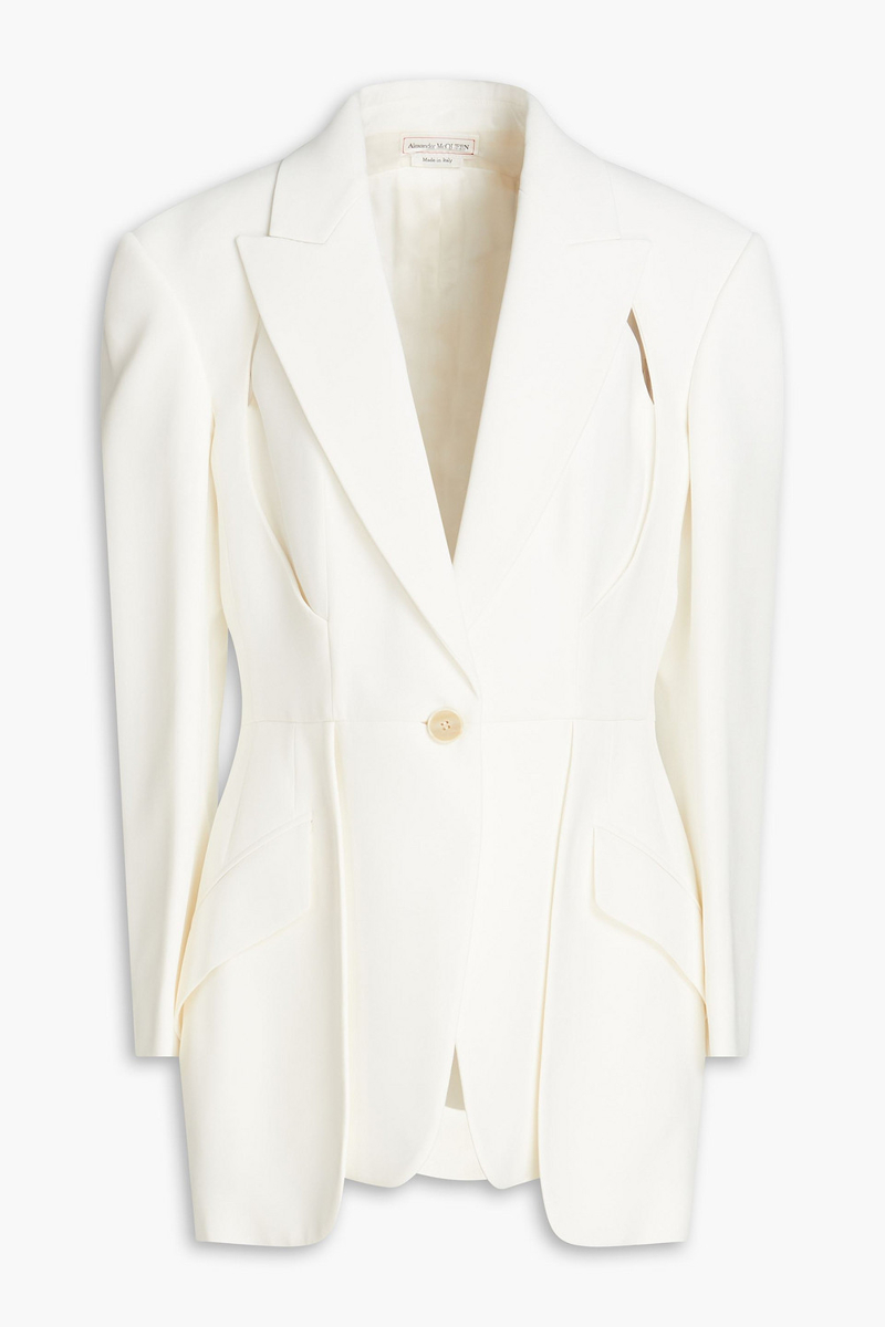 McQueen - Cutout layered crepe blazer - White - IT 44