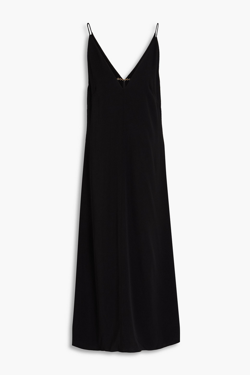 zimmermann - chain-embellished twill midi dress - black - 0