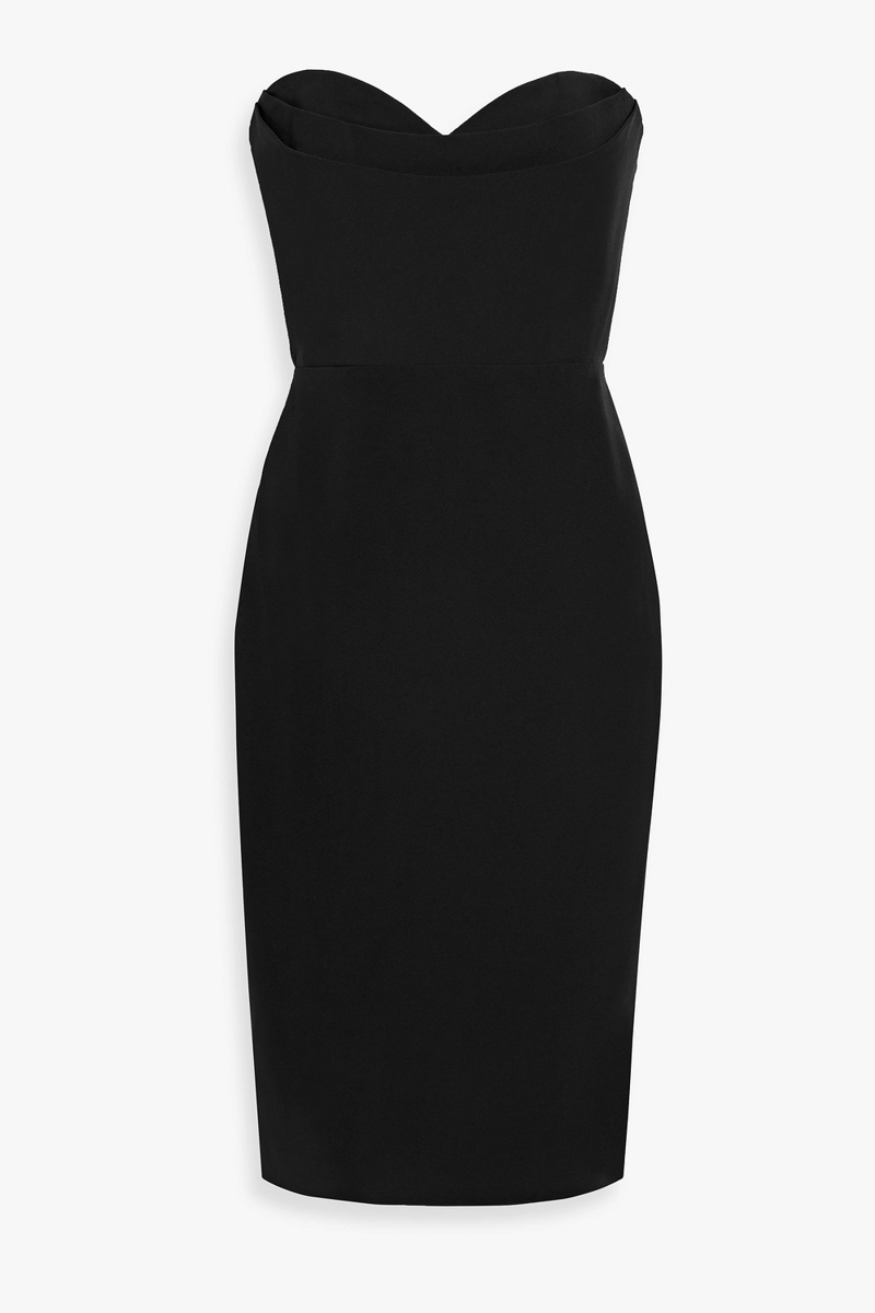 Marchesa Notte - Strapless tulle-paneled crepe dress - Black - US 8