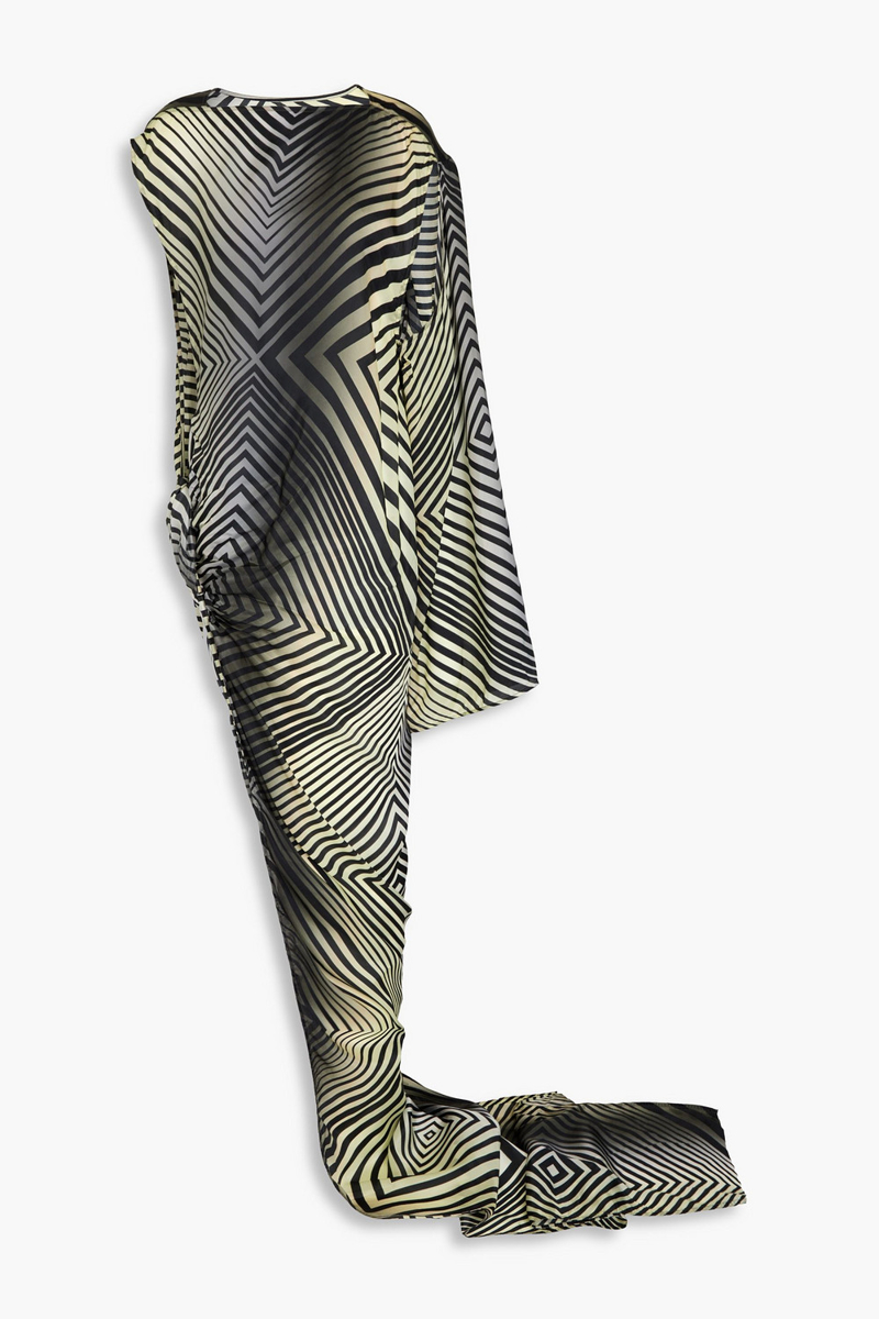 rick owens - edfu one-sleeve printed cupro-voile maxi dress - black - it 42