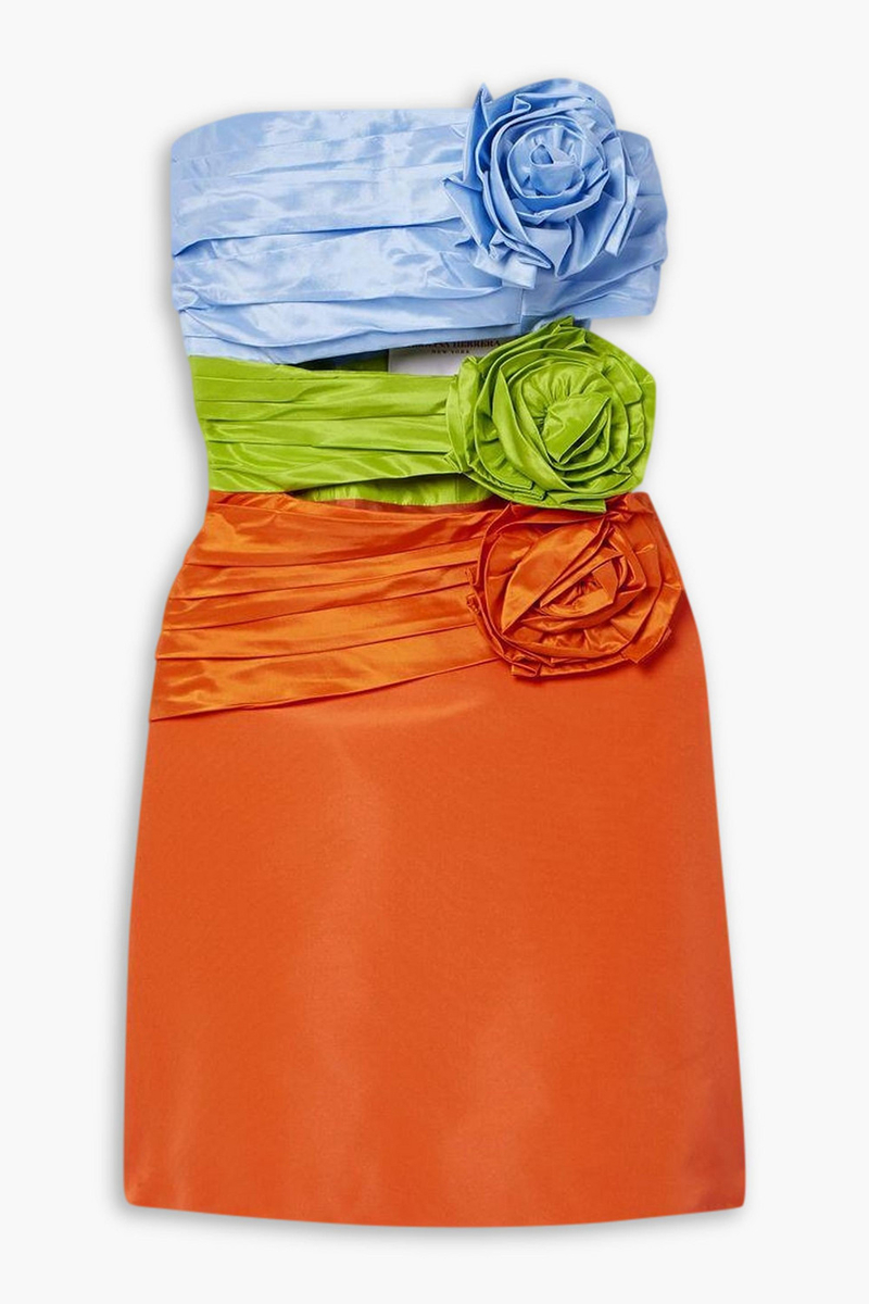 carolina herrera - strapless color-block silk-faille mini dress - multicolor - us 4