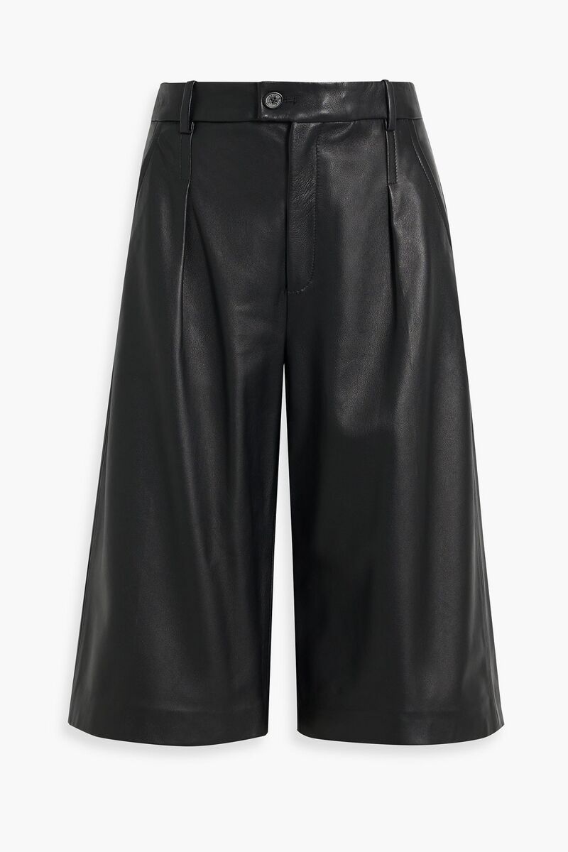 Nili Lotan - Layne pleated leather shorts - Black - US 6