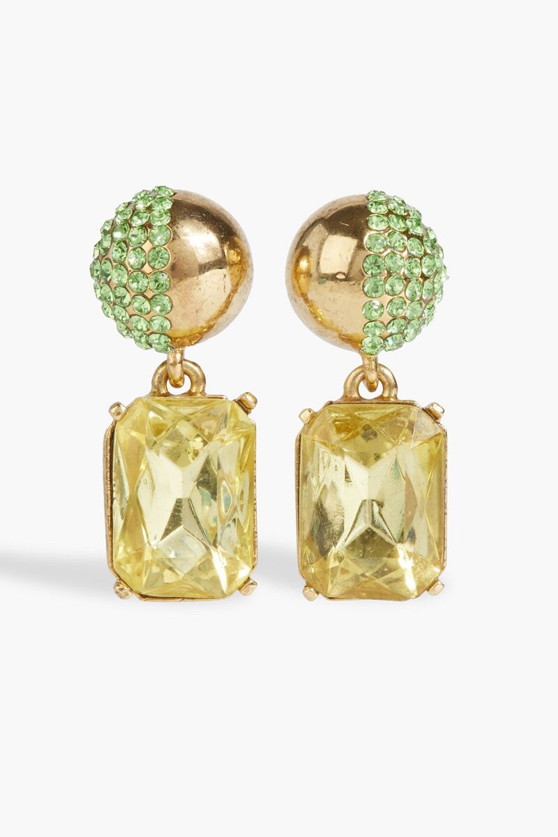 Oscar de la Renta - Gold-tone crystal earrings - Metallic - OneSize