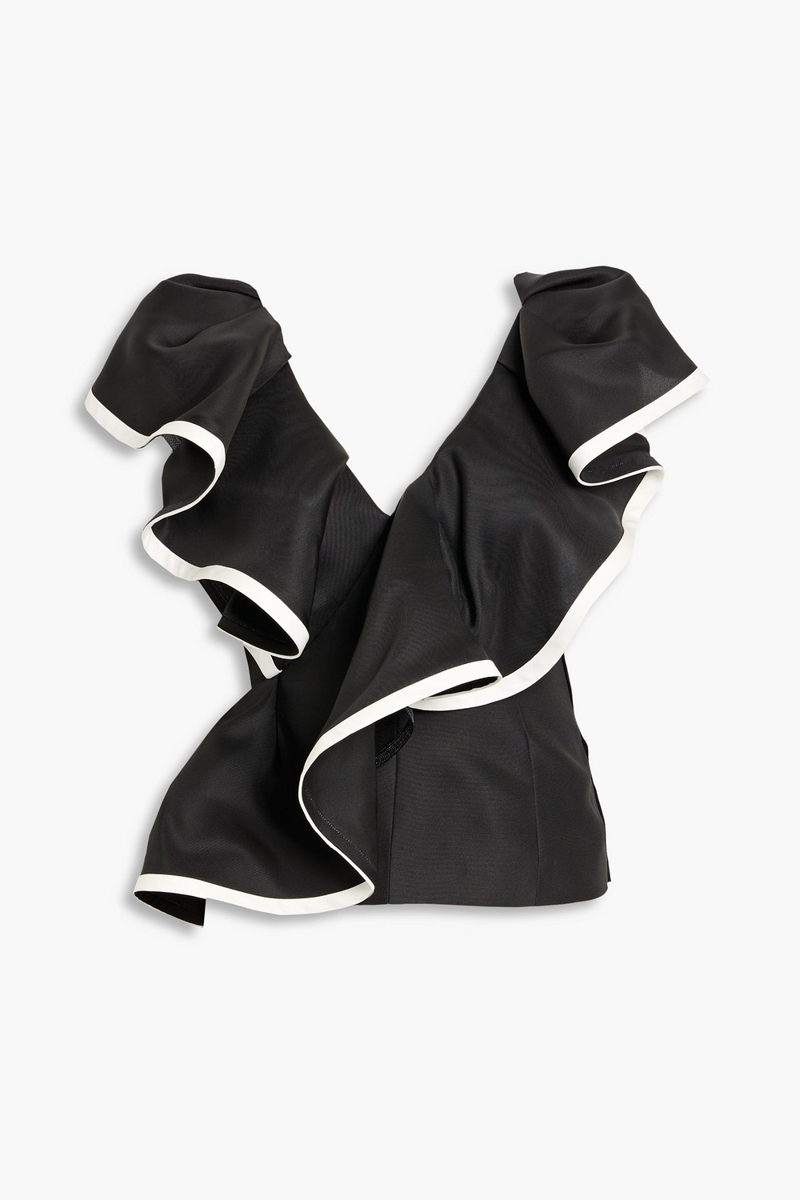 carolina herrera - ruffled silk-organza top - black - us 0