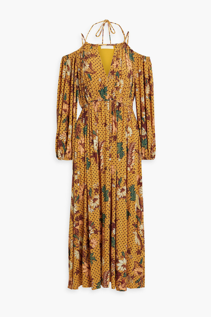 Ulla Johnson - Noemi cold-shoulder printed stretch-jersey midi dress - Yellow - S