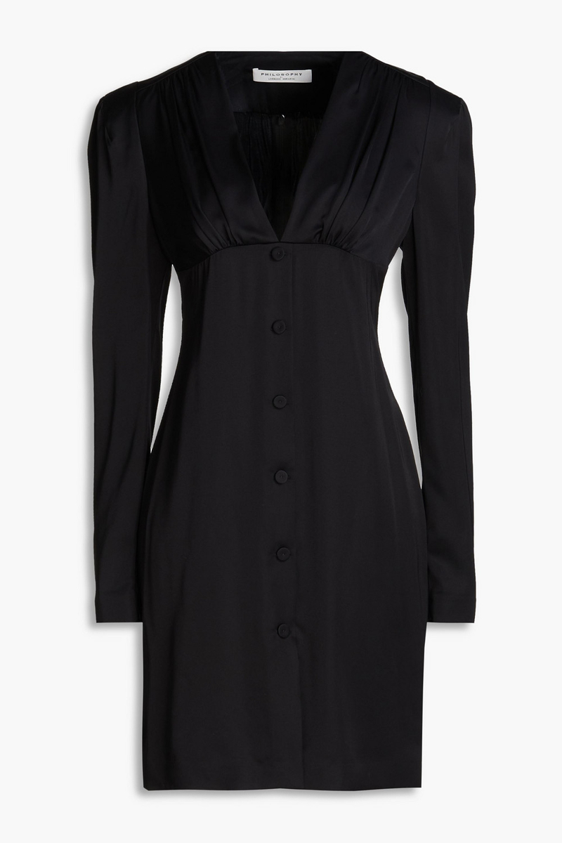 Philosophy di Lorenzo Serafini - Gathered satin mini dress - Black - IT 44