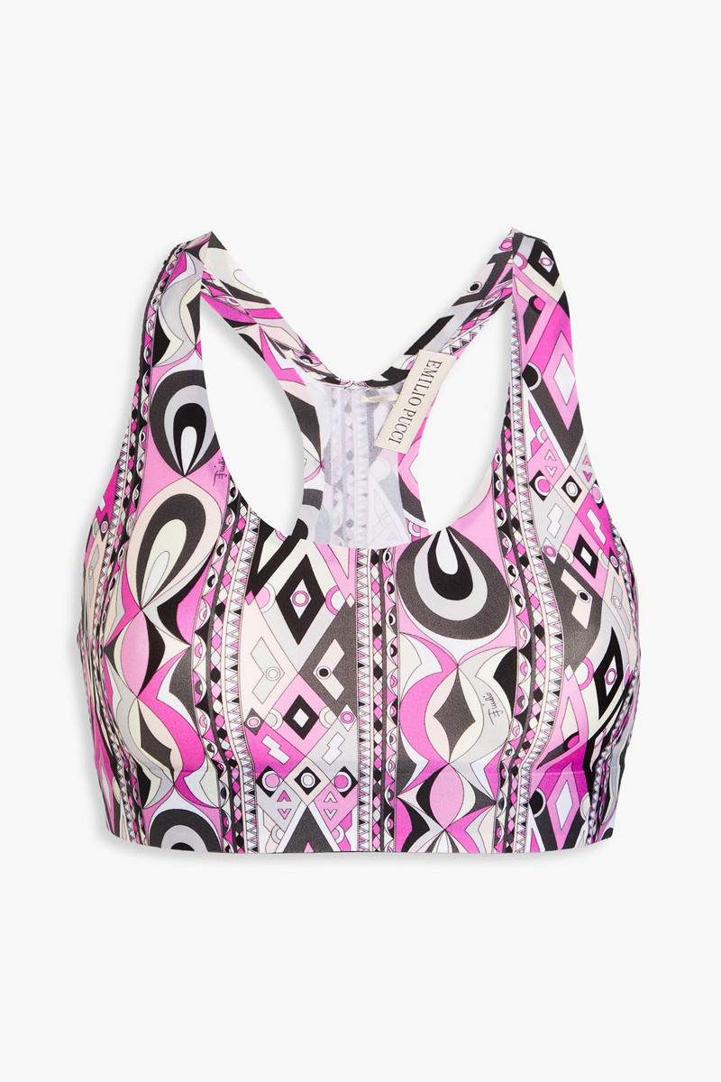 pucci - printed stretch-jersey sports bra - purple - s