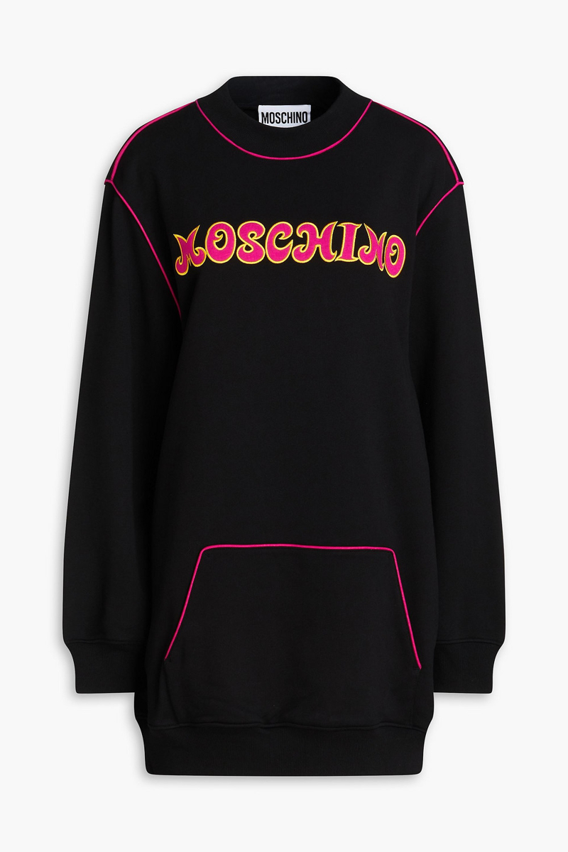 Moschino - Embroidered French cotton-terry sweatshirt - Black - IT 36