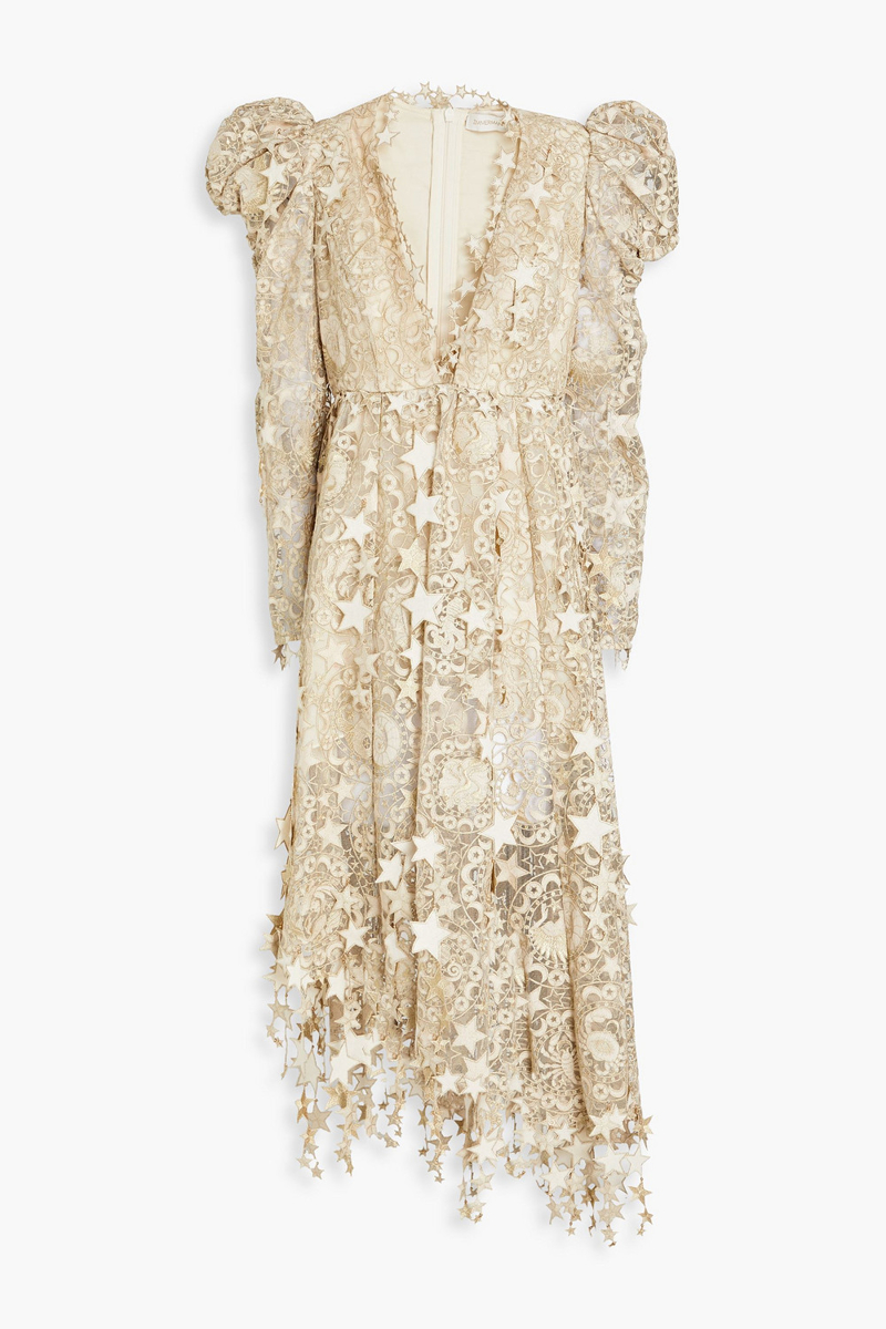 Zimmermann - Embellished tulle midi dress - Metallic - 0