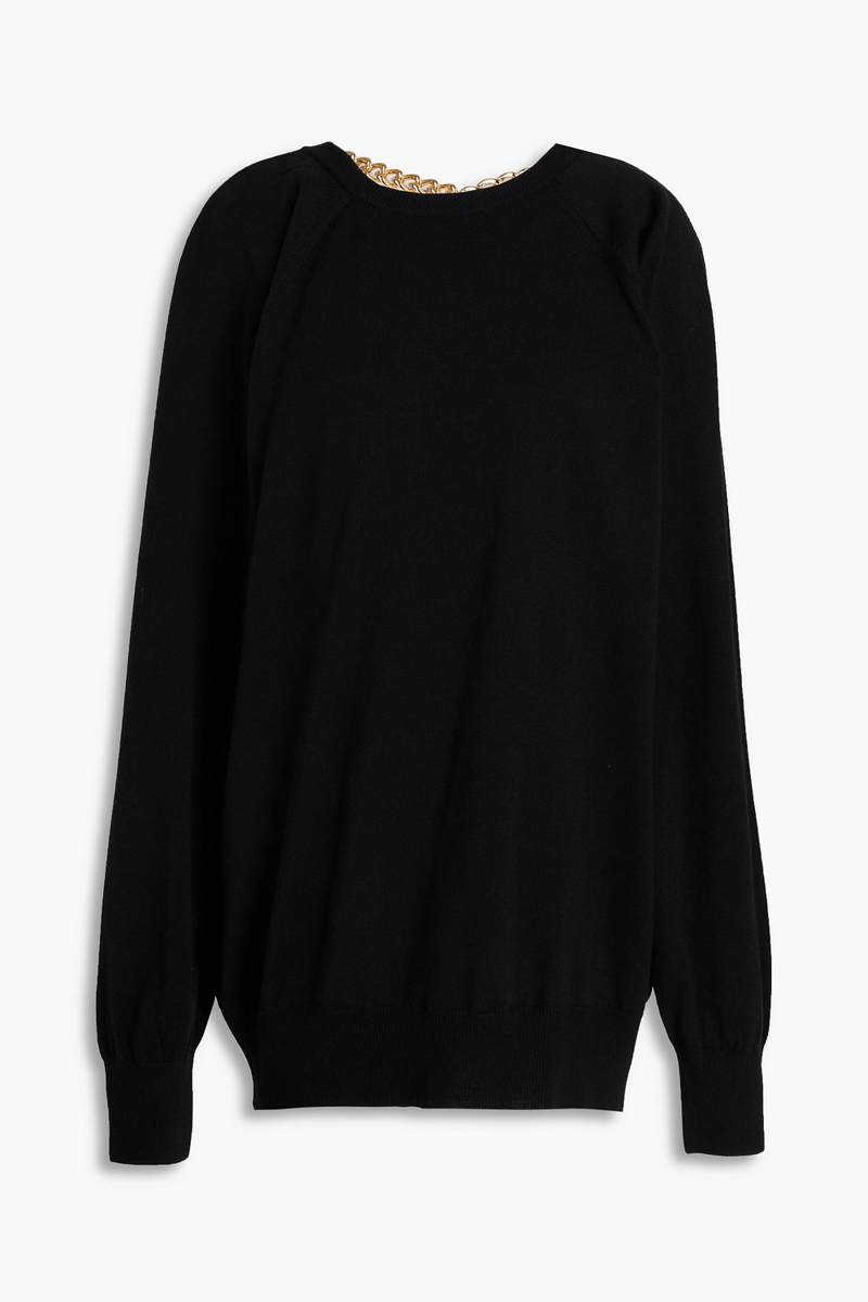 moschino - chain-embellished wool sweater - black - it 38