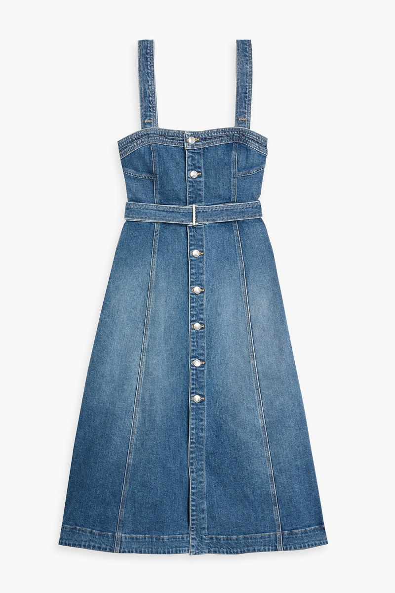 simkhai - alba belted denim midi dress - blue - us 00