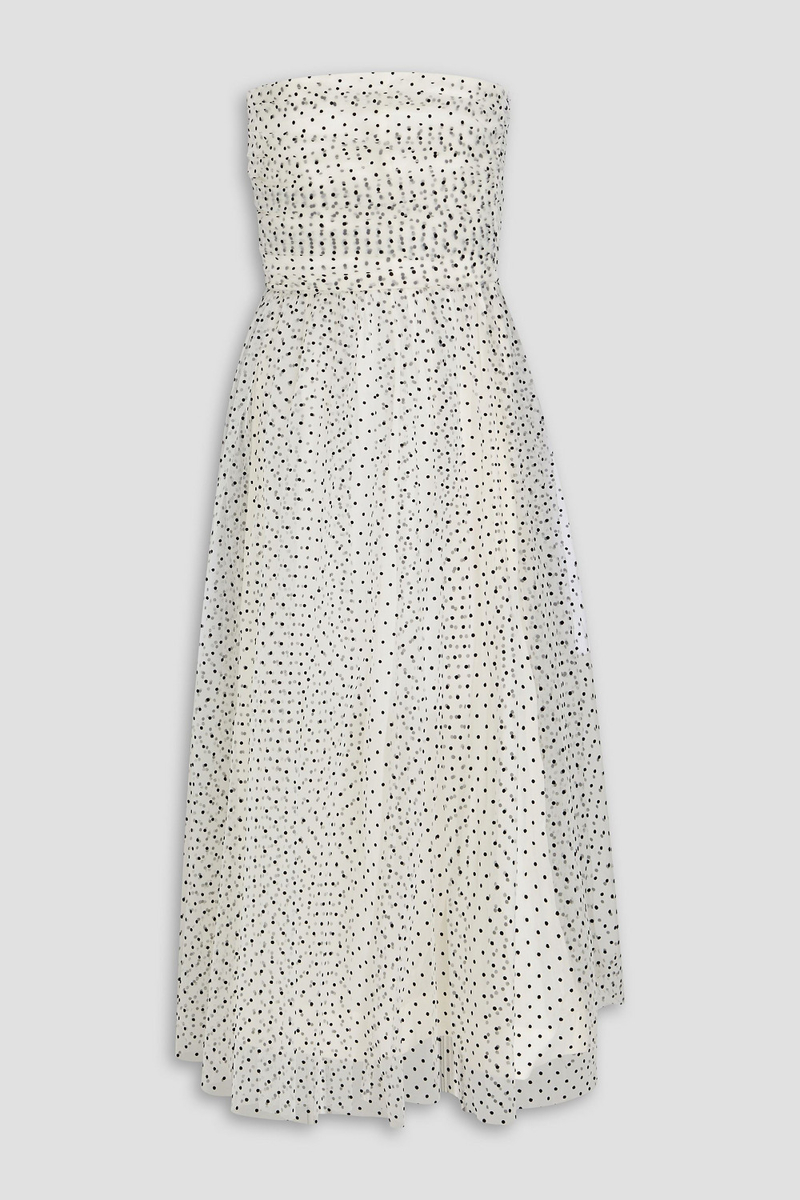 zimmermann - strapless flocked tulle midi dress - white - 2