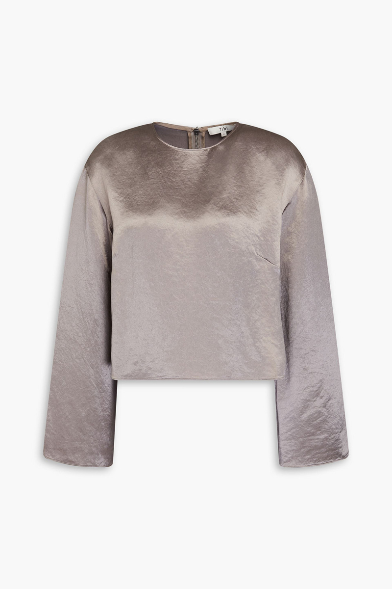 tibi - satin-twill top - gray - us 00