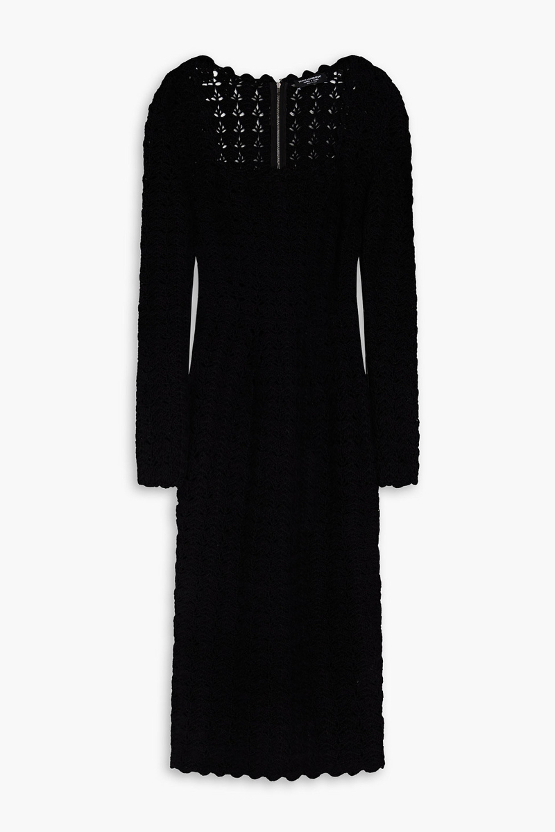 Dolce&Gabbana - Crocheted wool and cashmere-blend midi dress - Black - IT 42