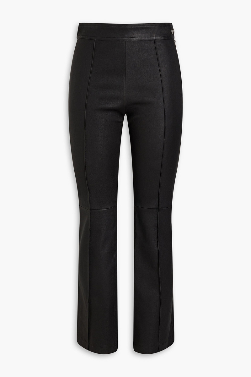 helmut lang - stretch-leather flared pants - black - us 0