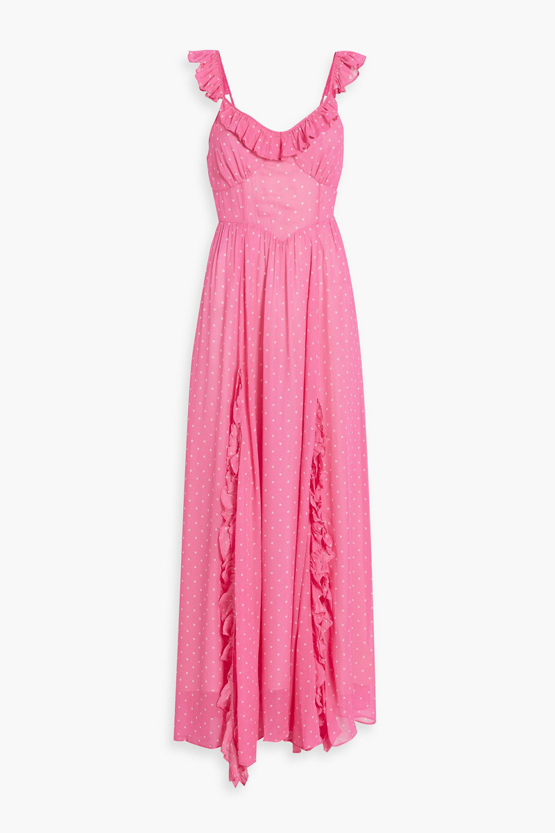 LoveShackFancy - Junia ruffled polka-dot chiffon maxi dress - Pink - US 00
