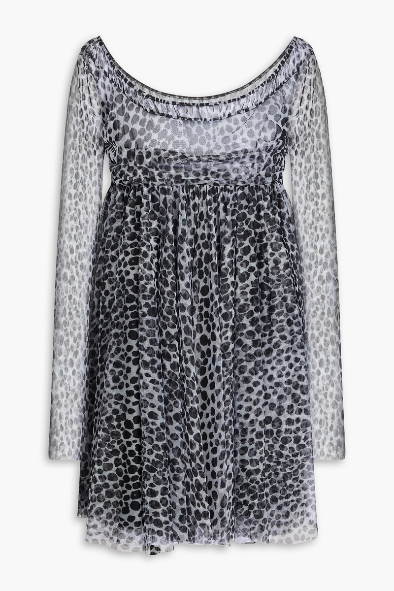 philosophy di lorenzo serafini - gathered leopard-print tulle mini dress - black - it 38