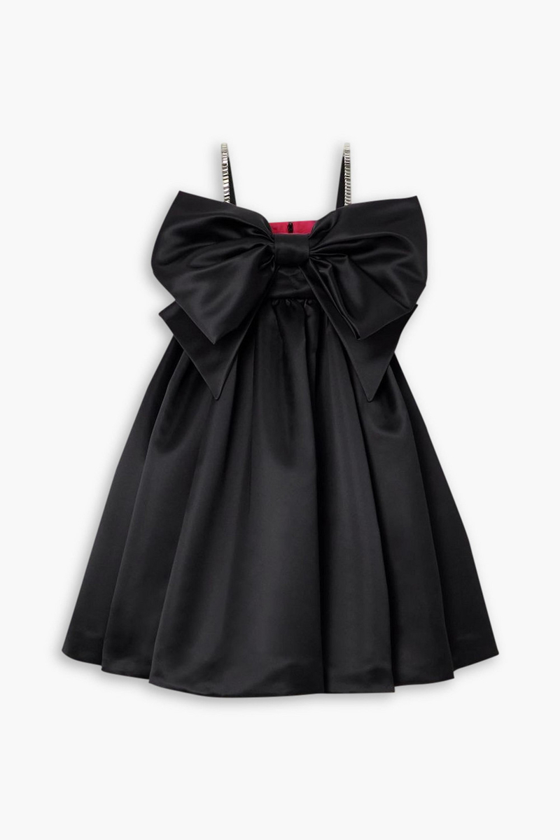 nina ricci - crystal-embellished bow-detailed satin mini dress - black - fr 34