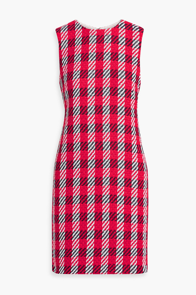 Oscar de la Renta - Checked cotton-blend tweed mini dress - Red - US 12