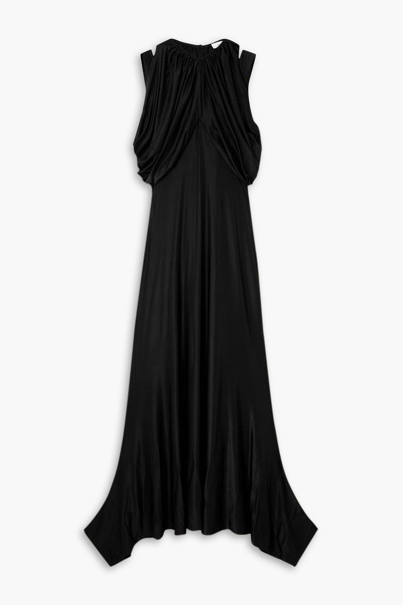 rabanne - draped stretch-jersey midi dress - black - fr 40