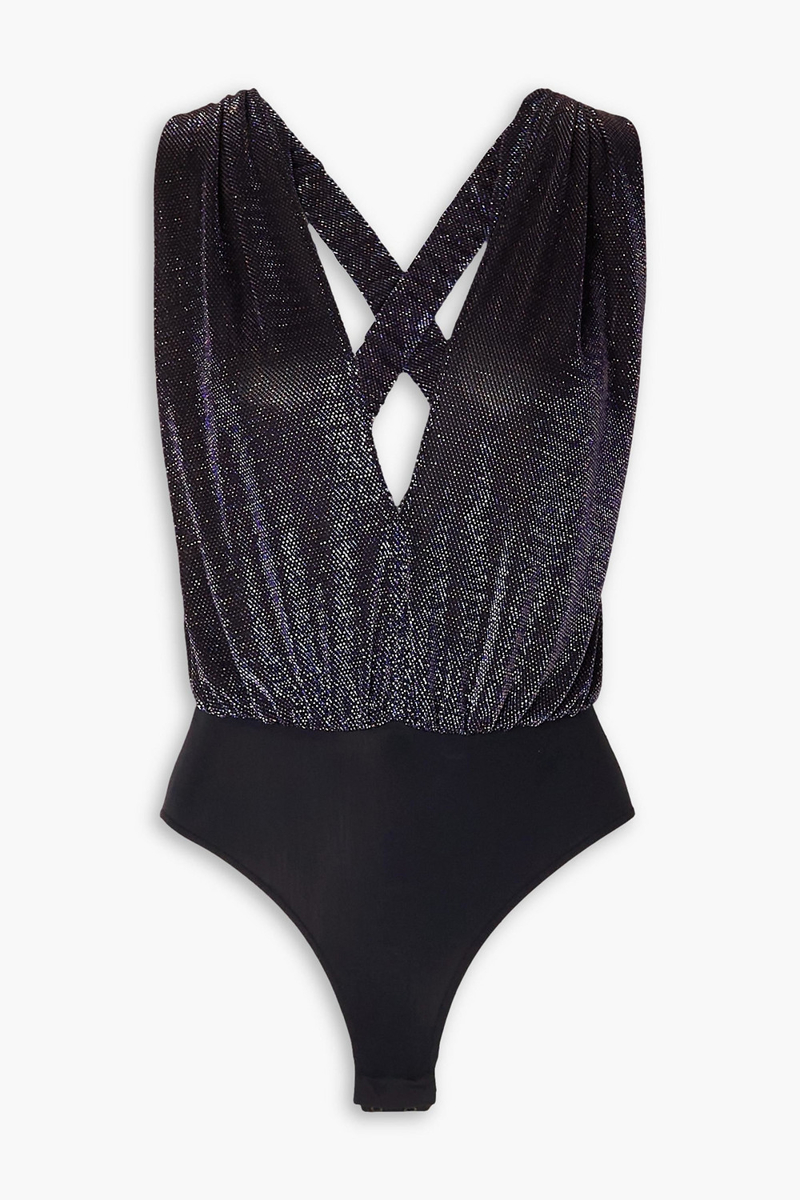 Zeynep Arcay - Draped metallic stretch-jersey bodysuit - Blue - US 10