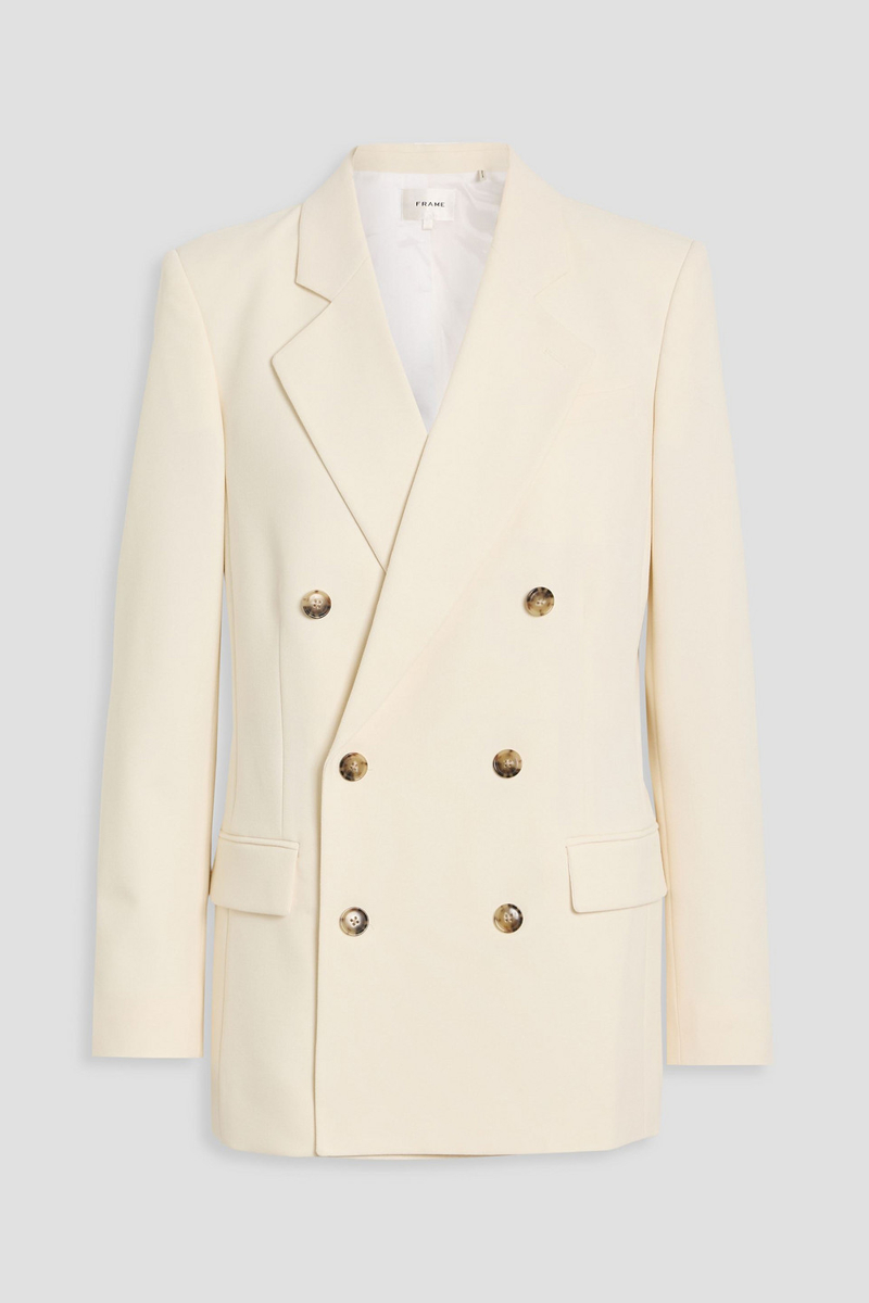 frame - double-breasted twill blazer - white - us 0