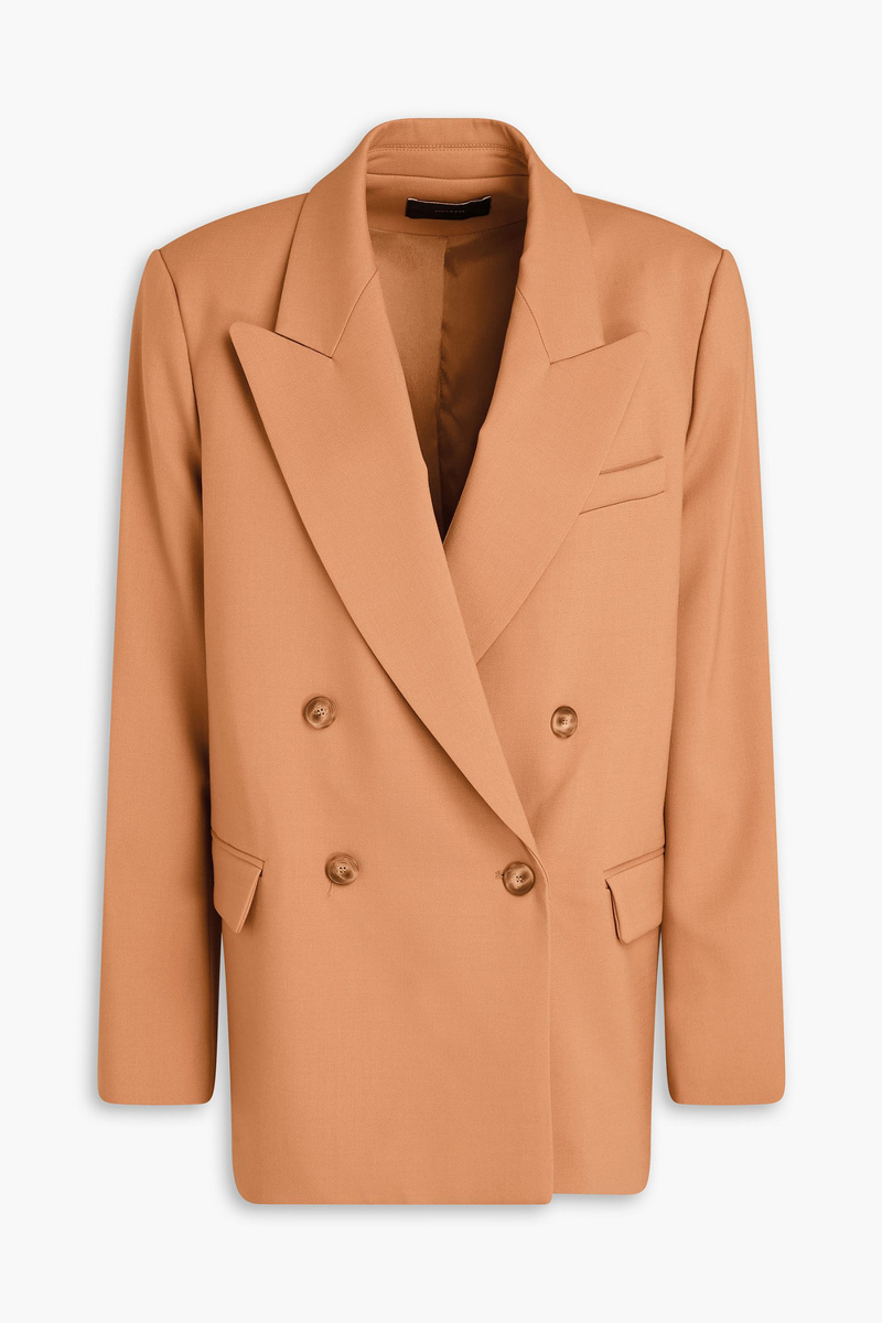 joseph - jaden double-breasted wool-blend twill blazer - brown - fr 34