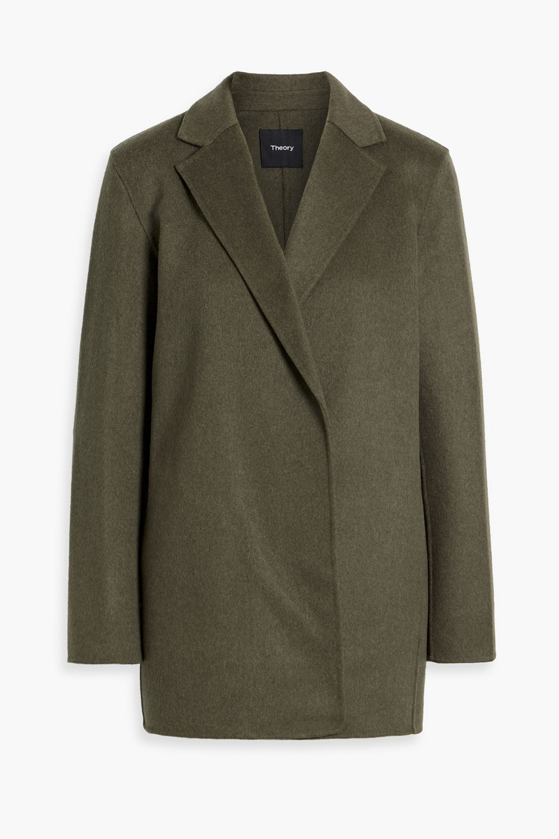 theory - wool and cashmere-blend felt blazer - green - xs