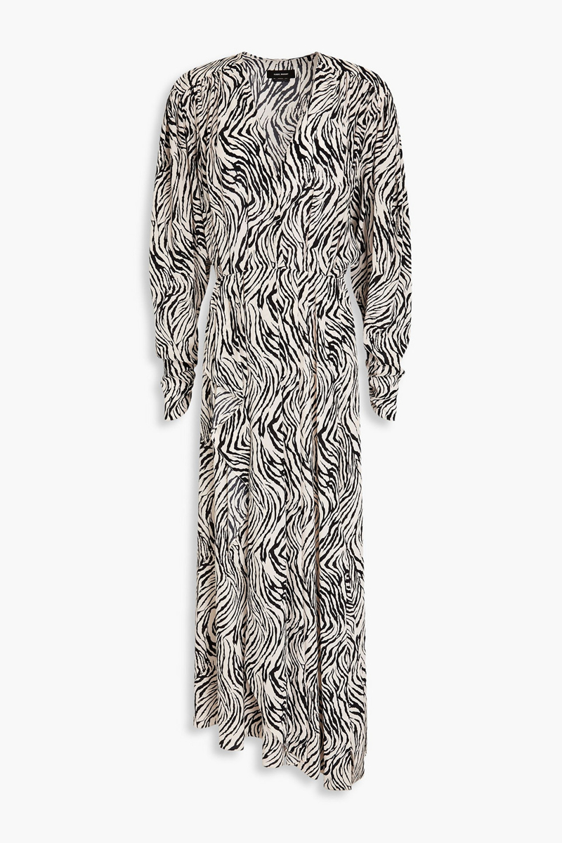 Isabel Marant - Blainea asymmetric zebra-print silk-blend crepe maxi dress - Animal print - FR 34