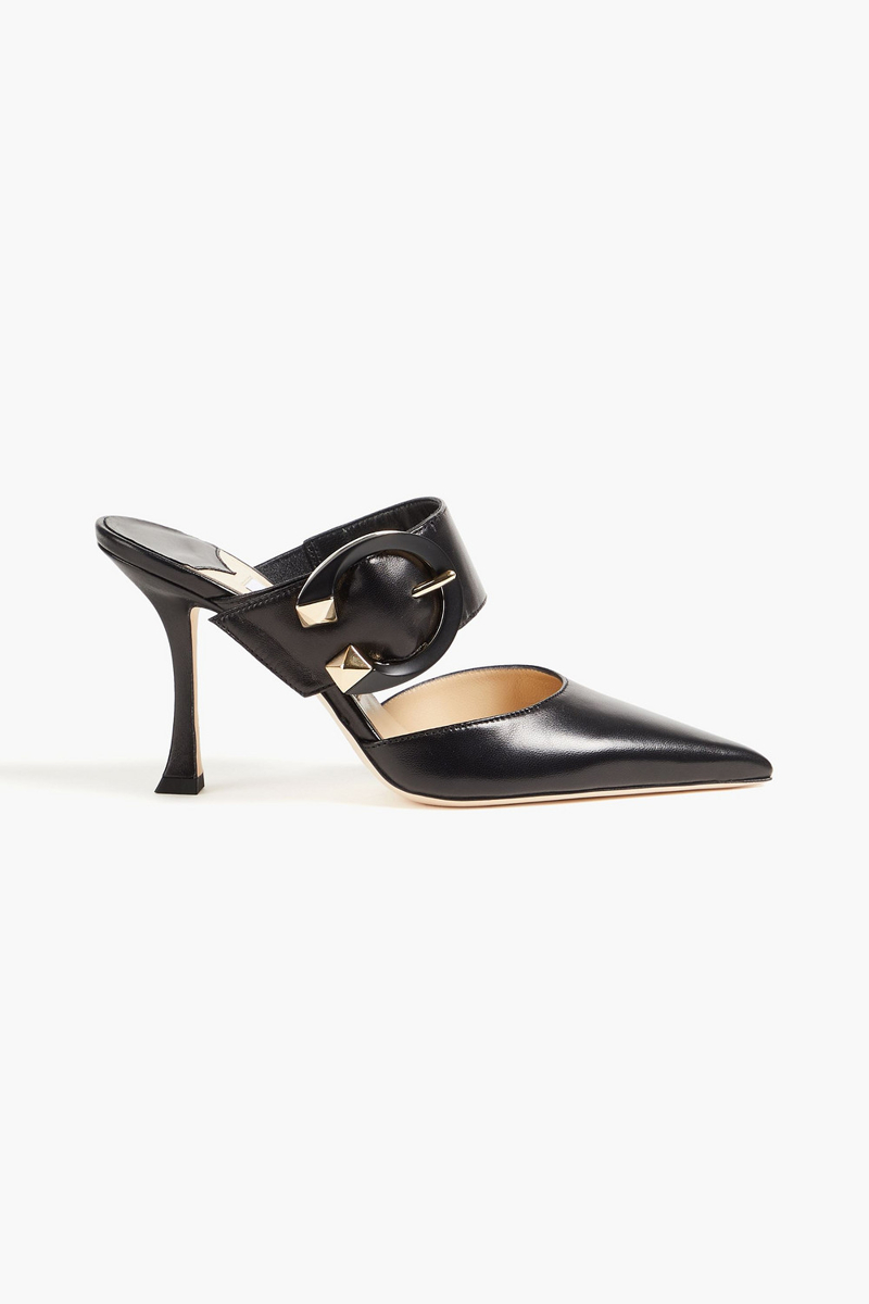 Jimmy Choo - Magie 90 buckled leather mules - Black - EU 37