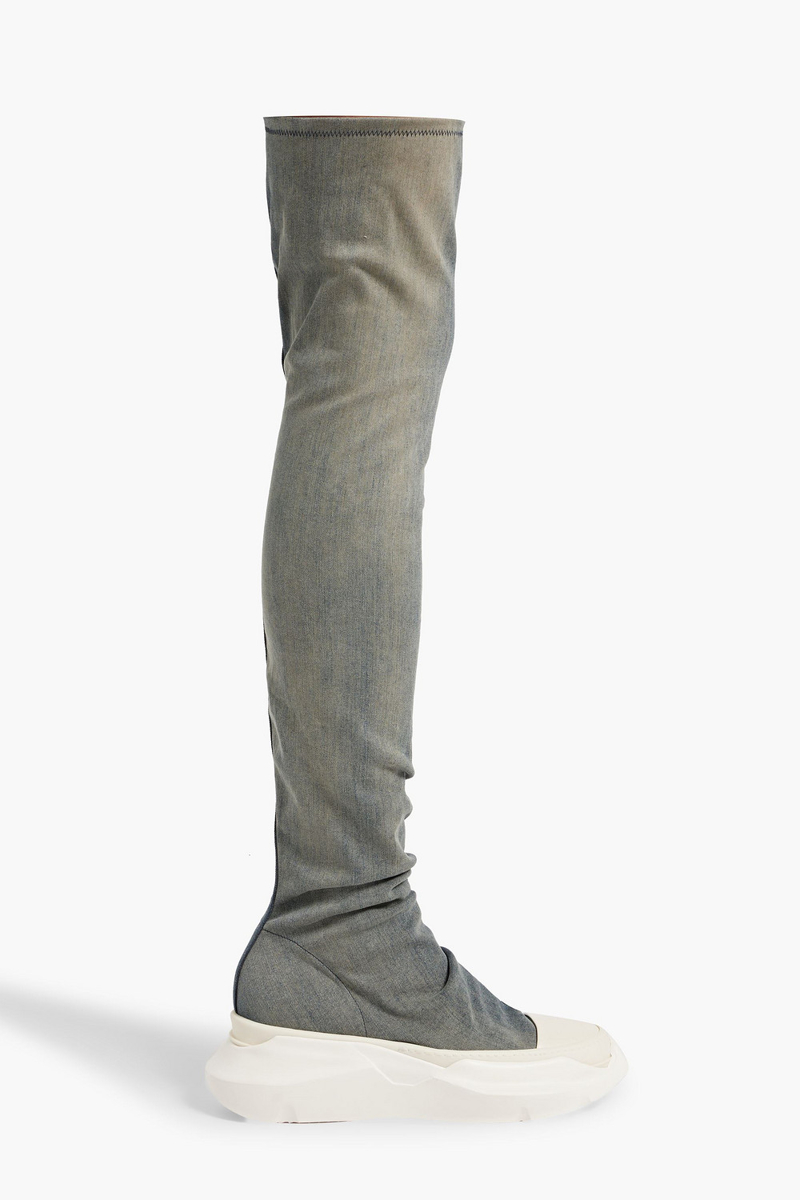Rick Owens - Abstract over-the-knee denim platform boots - Blue - EU 41