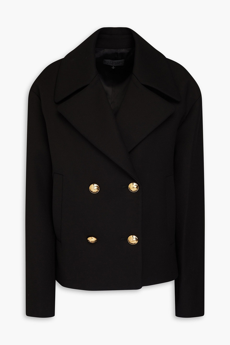 nili lotan - cleophee double-breasted cotton-twill coat - black - l