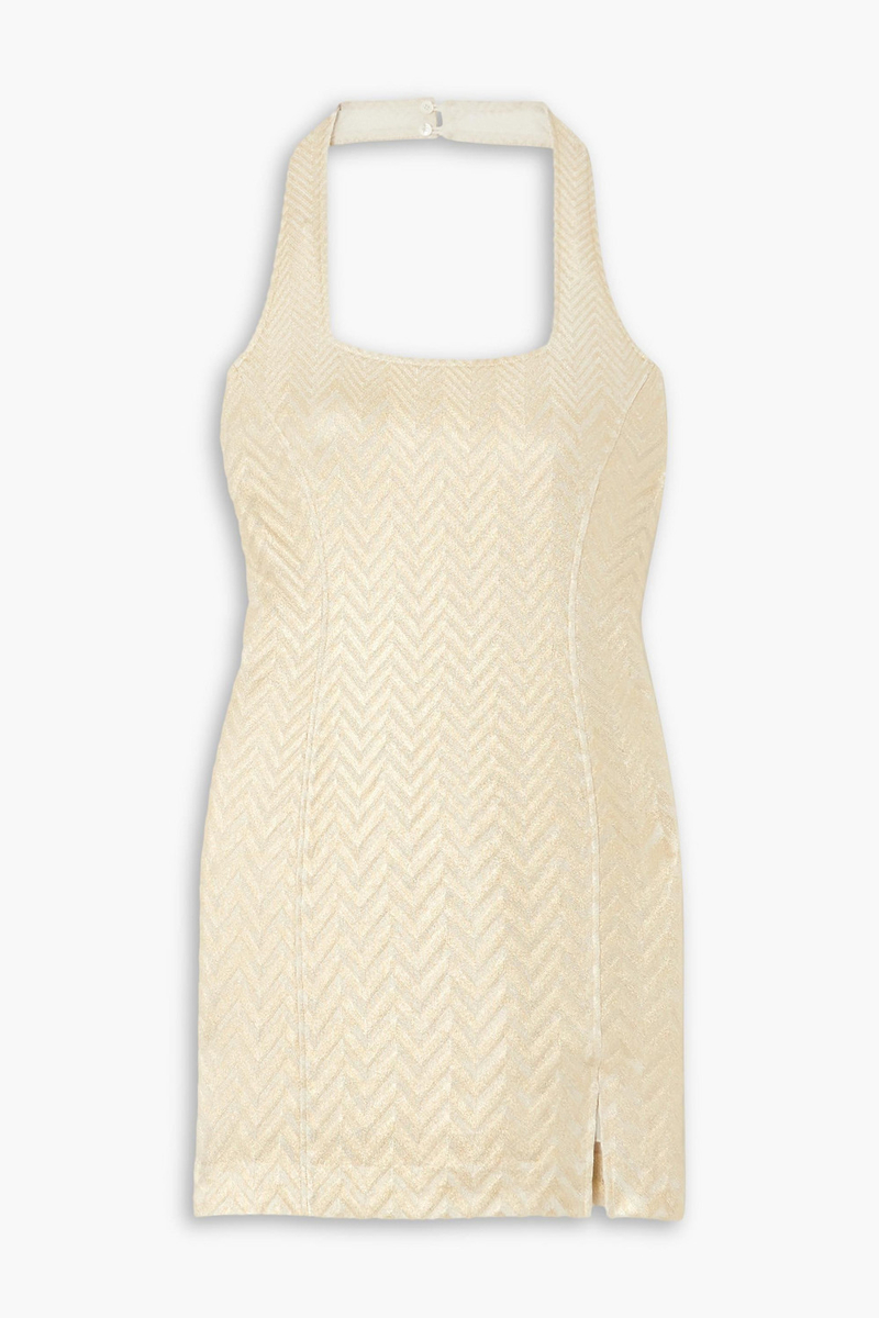 Missoni - Metallic cotton-blend jacquard halterneck mini dress - Metallic - IT 46