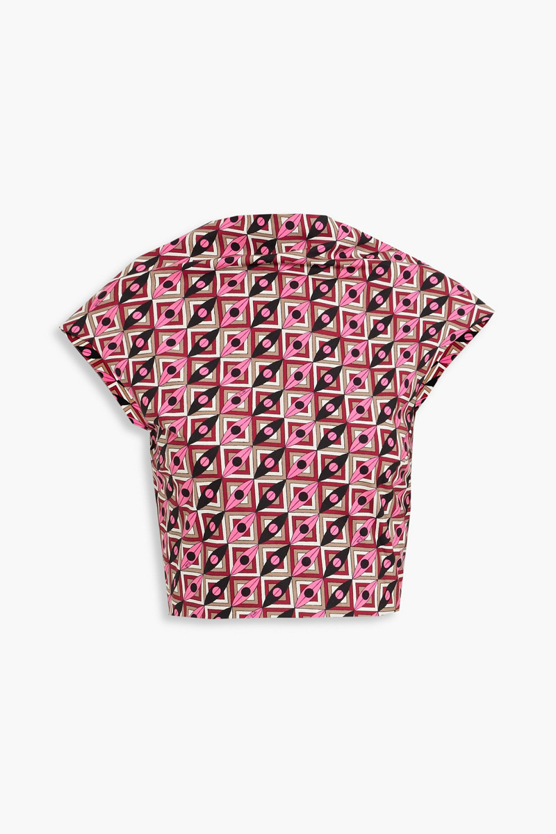 pucci - cropped tie-back printed cotton-poplin top - pink - it 40