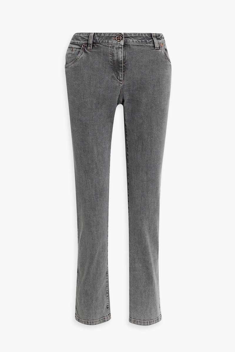 brunello cucinelli - bead-embellished mid-rise skinny jeans - gray - it 36