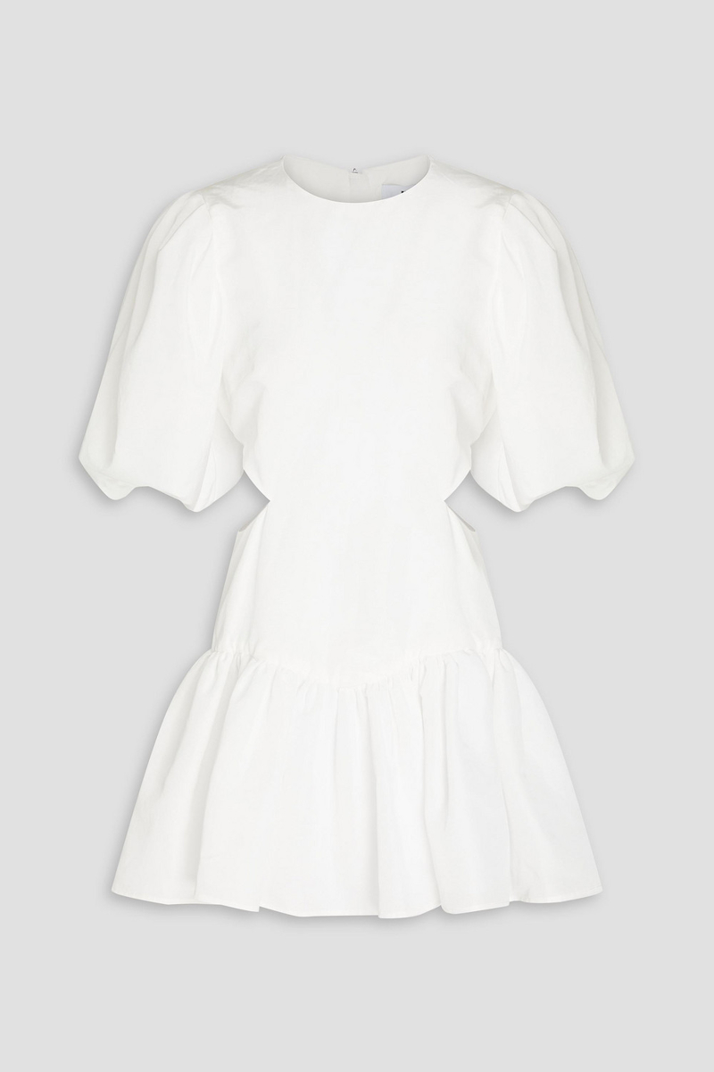 MSGM - Cutout gathered shantung mini dress - White - IT 40