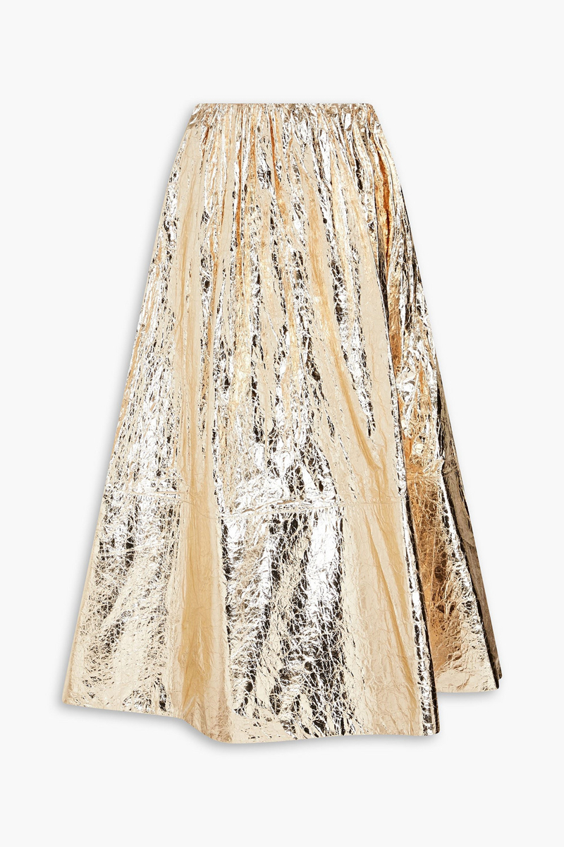 zimmermann - crinkled metallic vinyl maxi skirt - metallic - 00