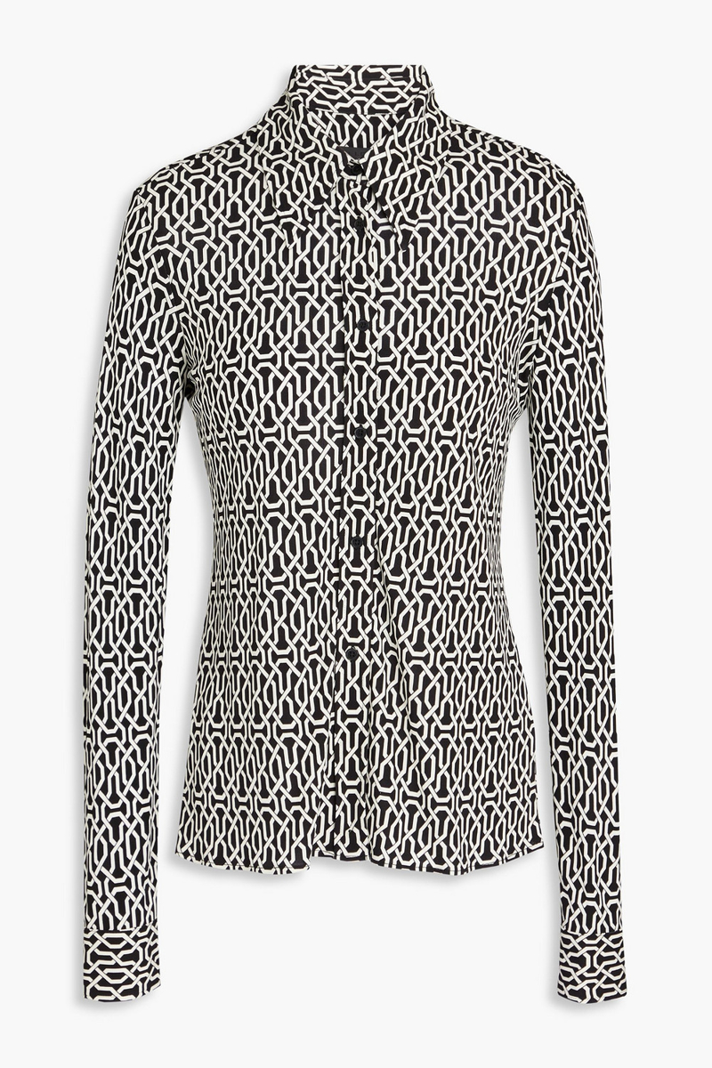nili lotan - celestine printed jersey shirt - black - xs