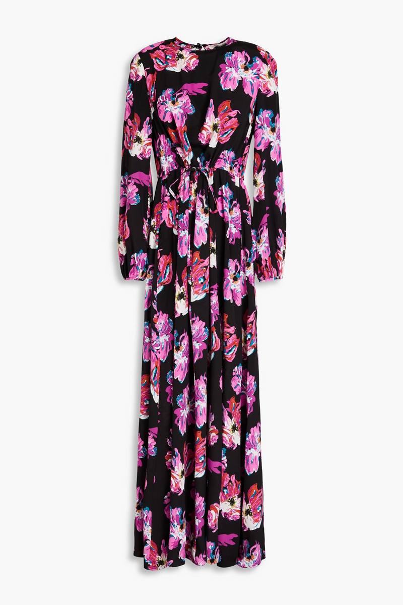 diane von furstenberg - sydney floral-print crepe de chine maxi dress - black - us 00