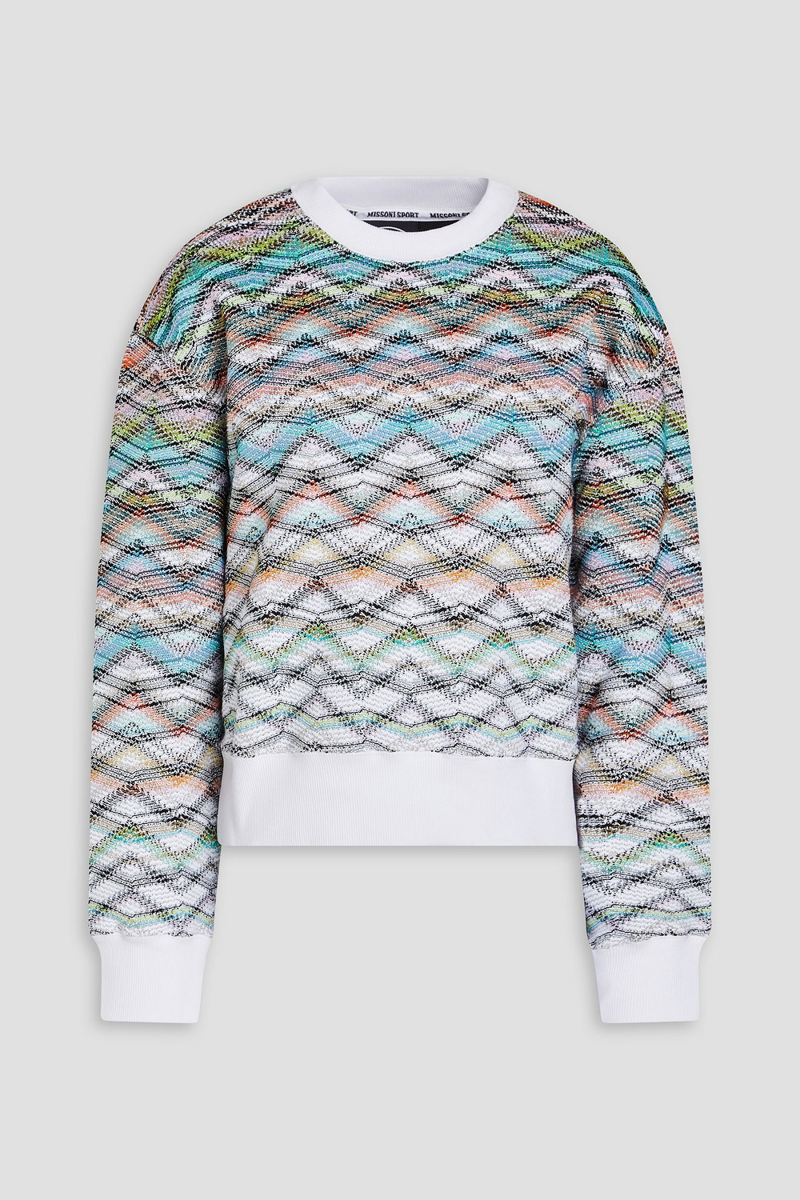 missoni - metallic crochet-knit cotton-blend sweater - white - xs
