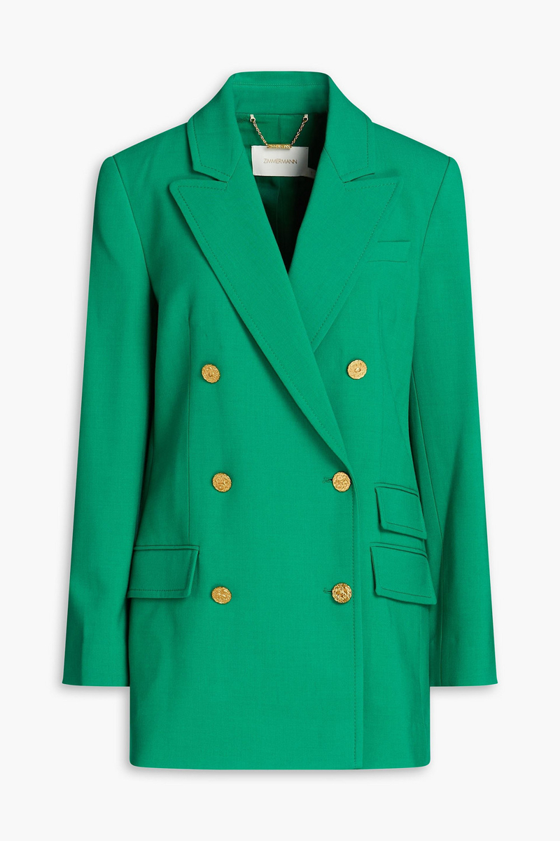 Zimmermann - Double-breasted crepe blazer - Green - 2