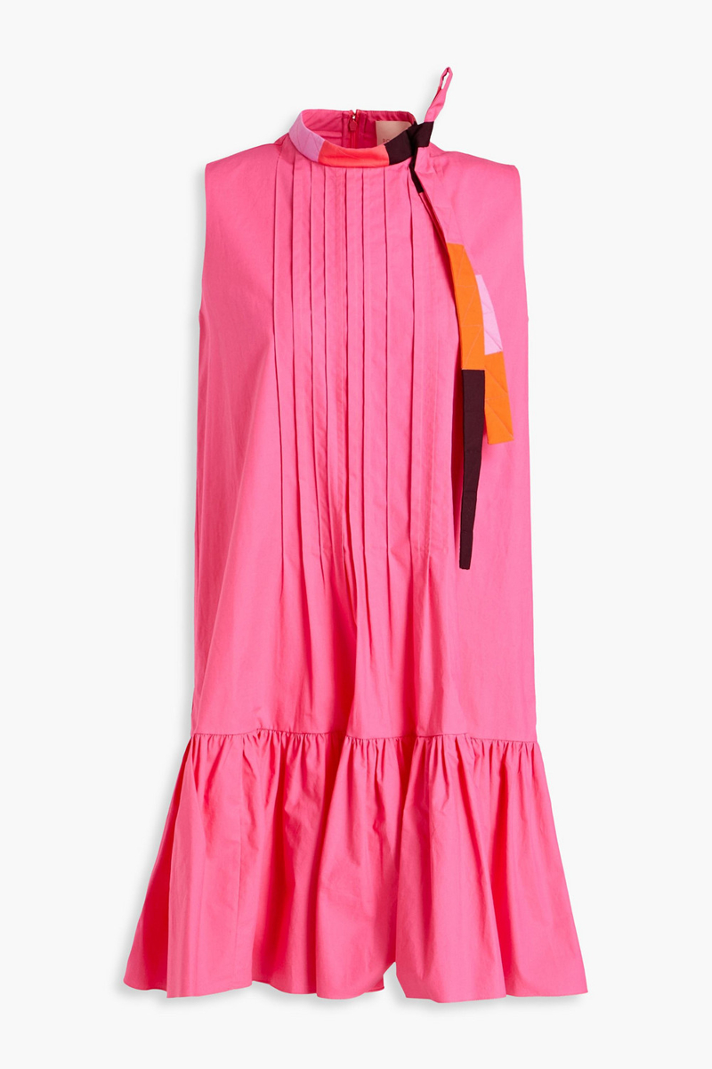 Roksanda - Pintucked cotton-poplin mini dress - Pink - UK 8