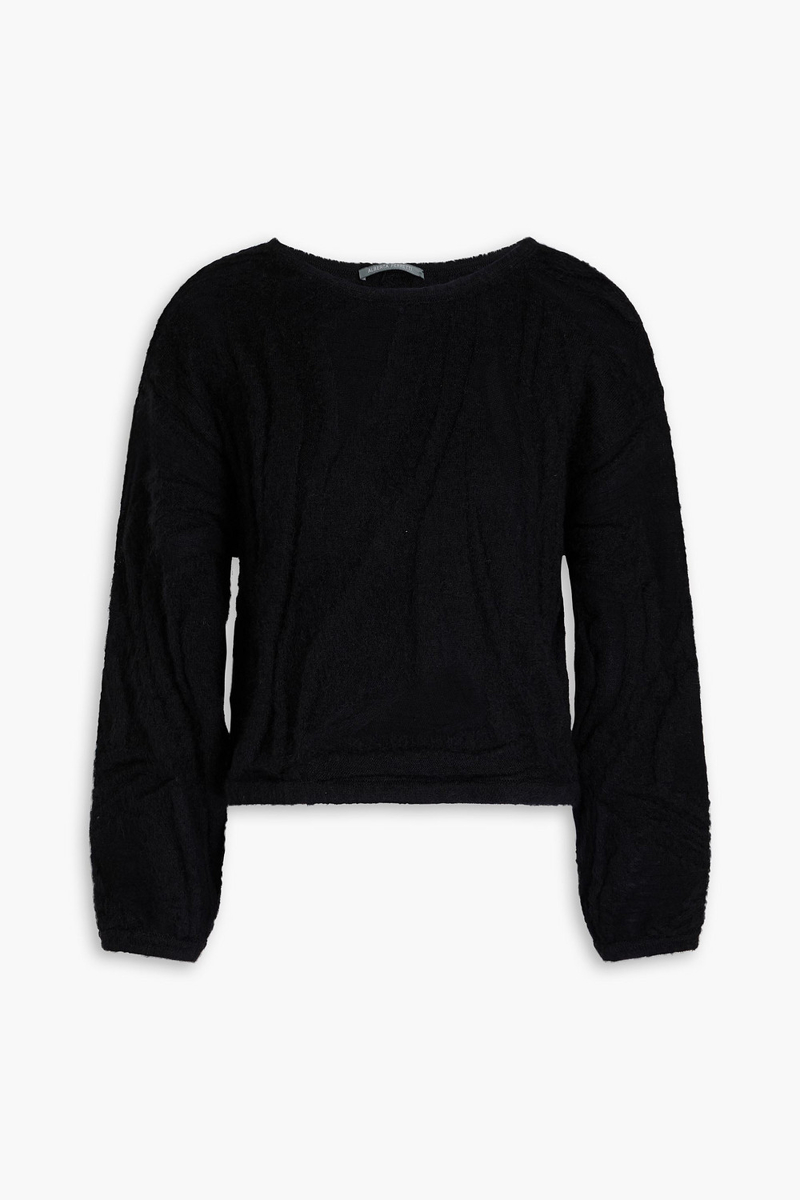 alberta ferretti - textured-knit wool sweater - black - it 42