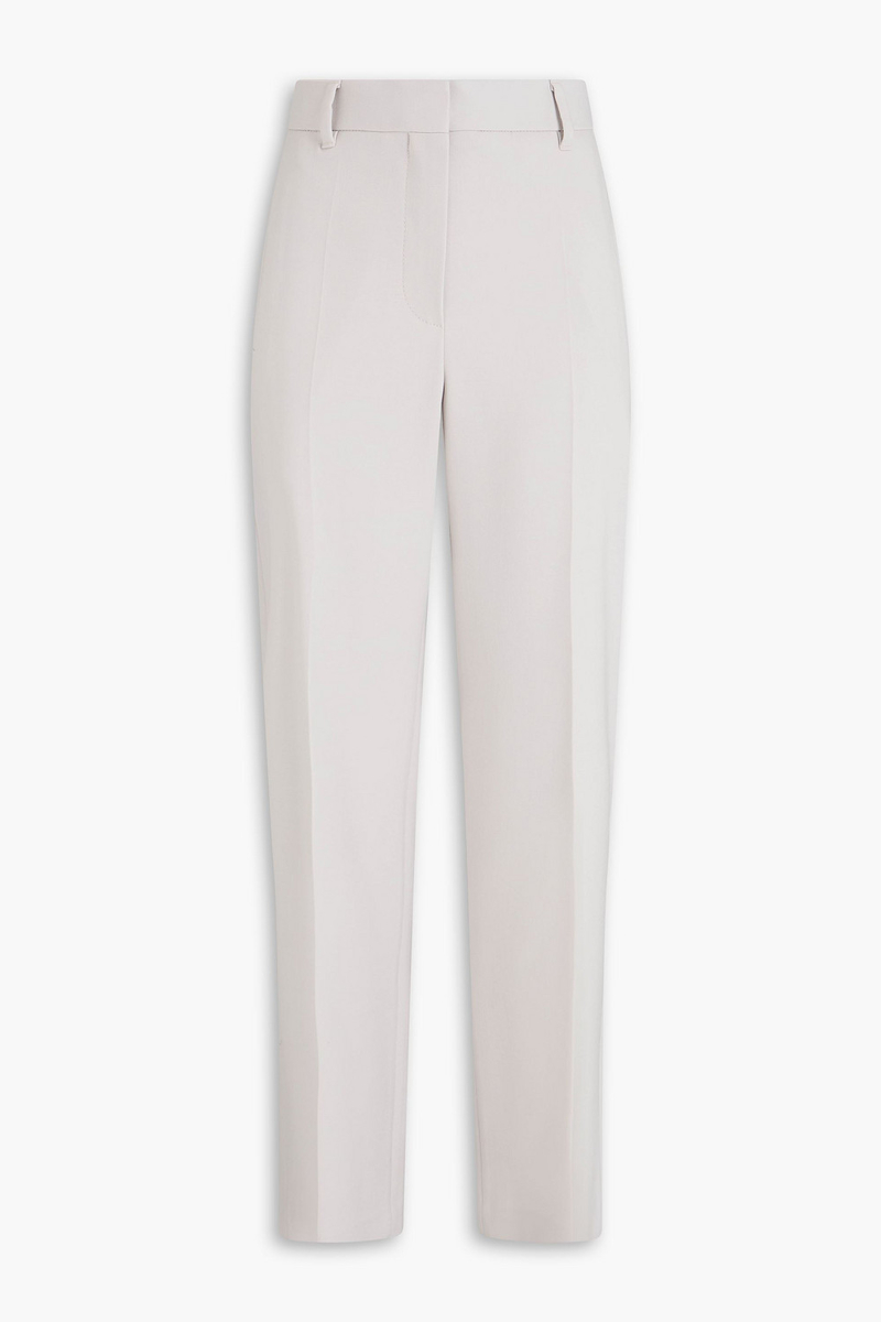 brunello cucinelli - bead-embellished wool-blend twill straight-leg pants - gray - it 42