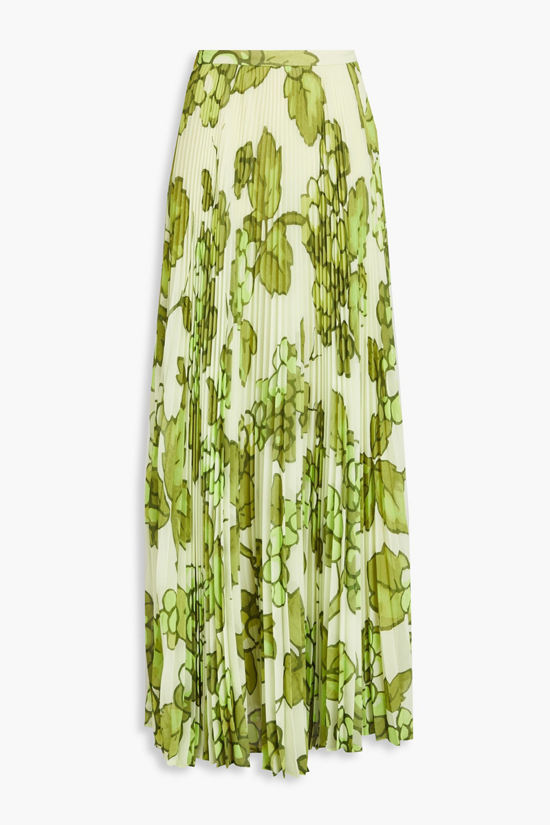etro - floral-print plissé-chiffon maxi skirt - green - it 42