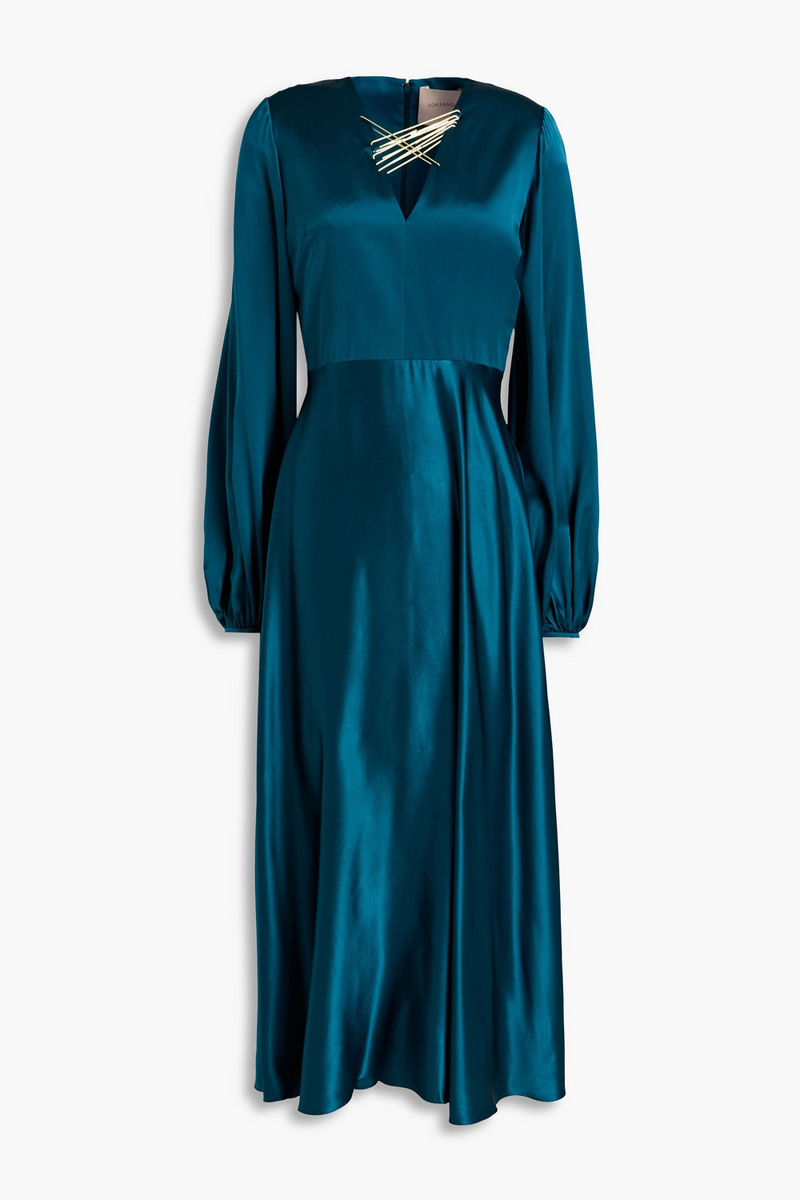Roksanda - Embellished silk-satin midi dress - Blue - UK 6