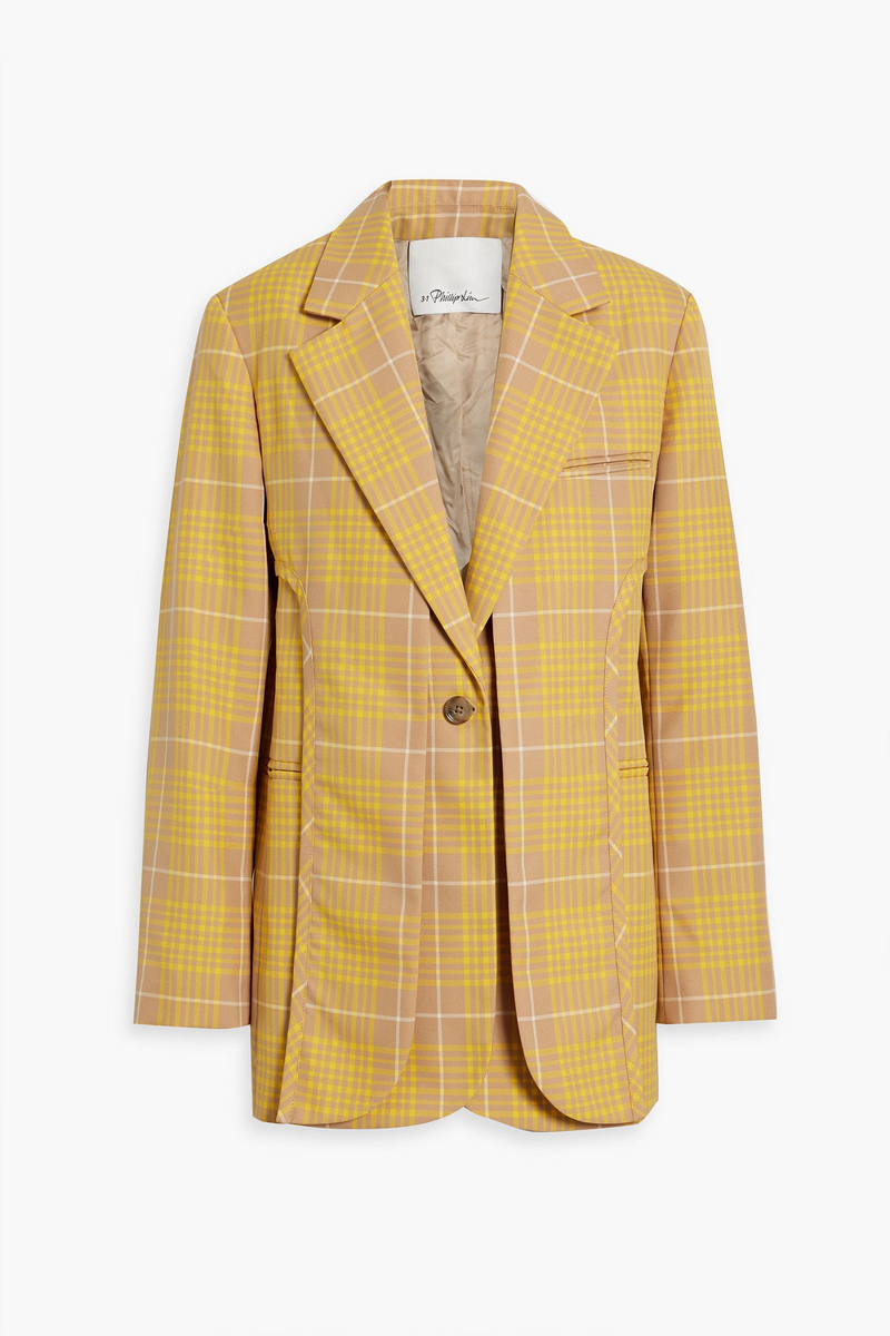 3.1 Phillip Lim - Layered checked twill blazer - Yellow - US 4